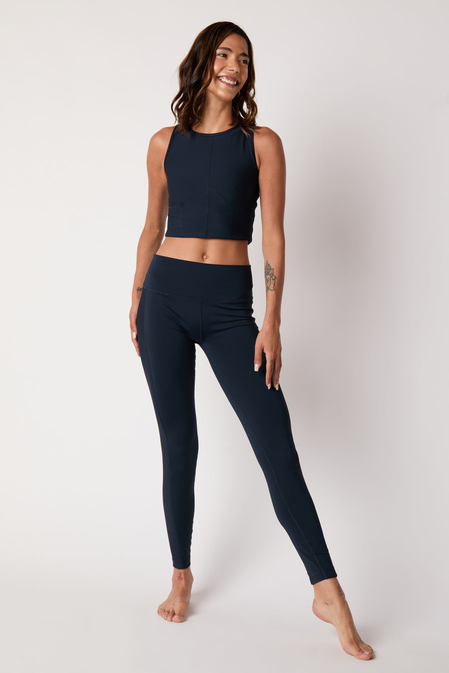 Feel Good Ribbed High Waist Leggings - True Navy