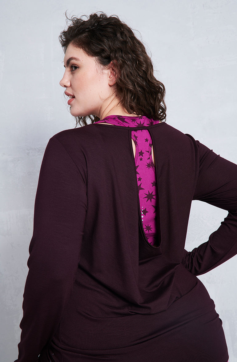 Open Back Tee  - Mulberry