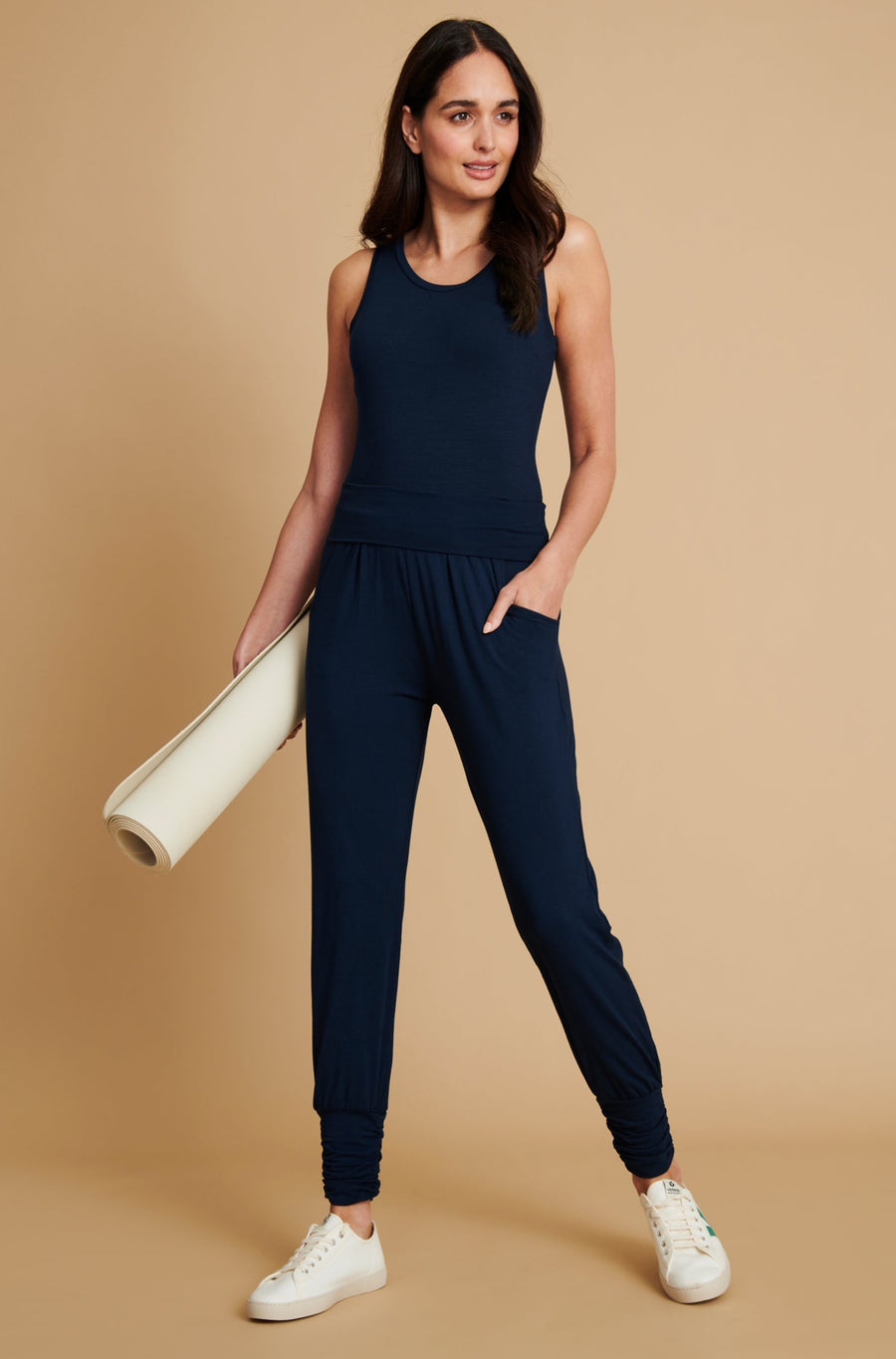 Long Harem Pants - Navy