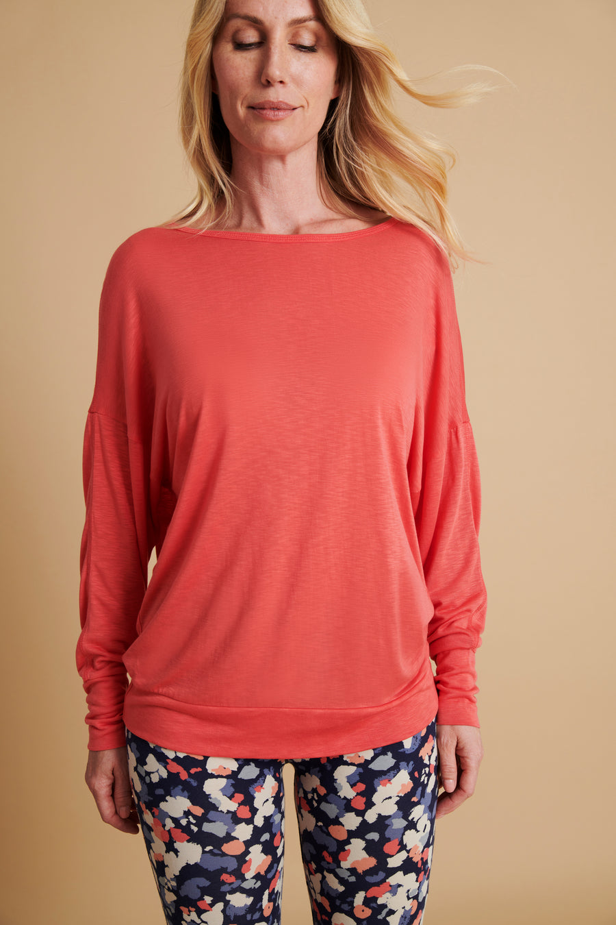 Long Sleeve Batwing - Coral
