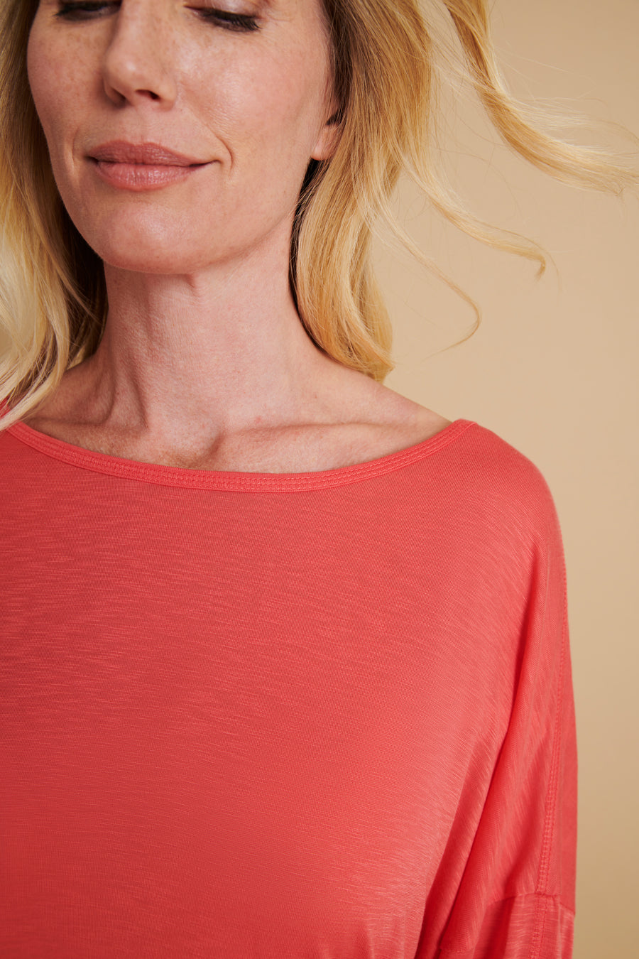 Long Sleeve Batwing - Coral