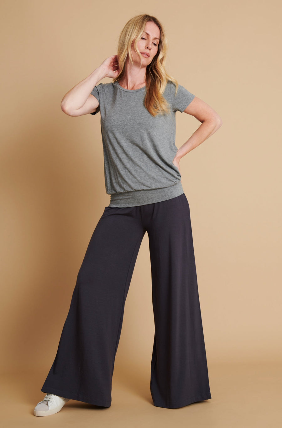 Grey top palazzo pants
