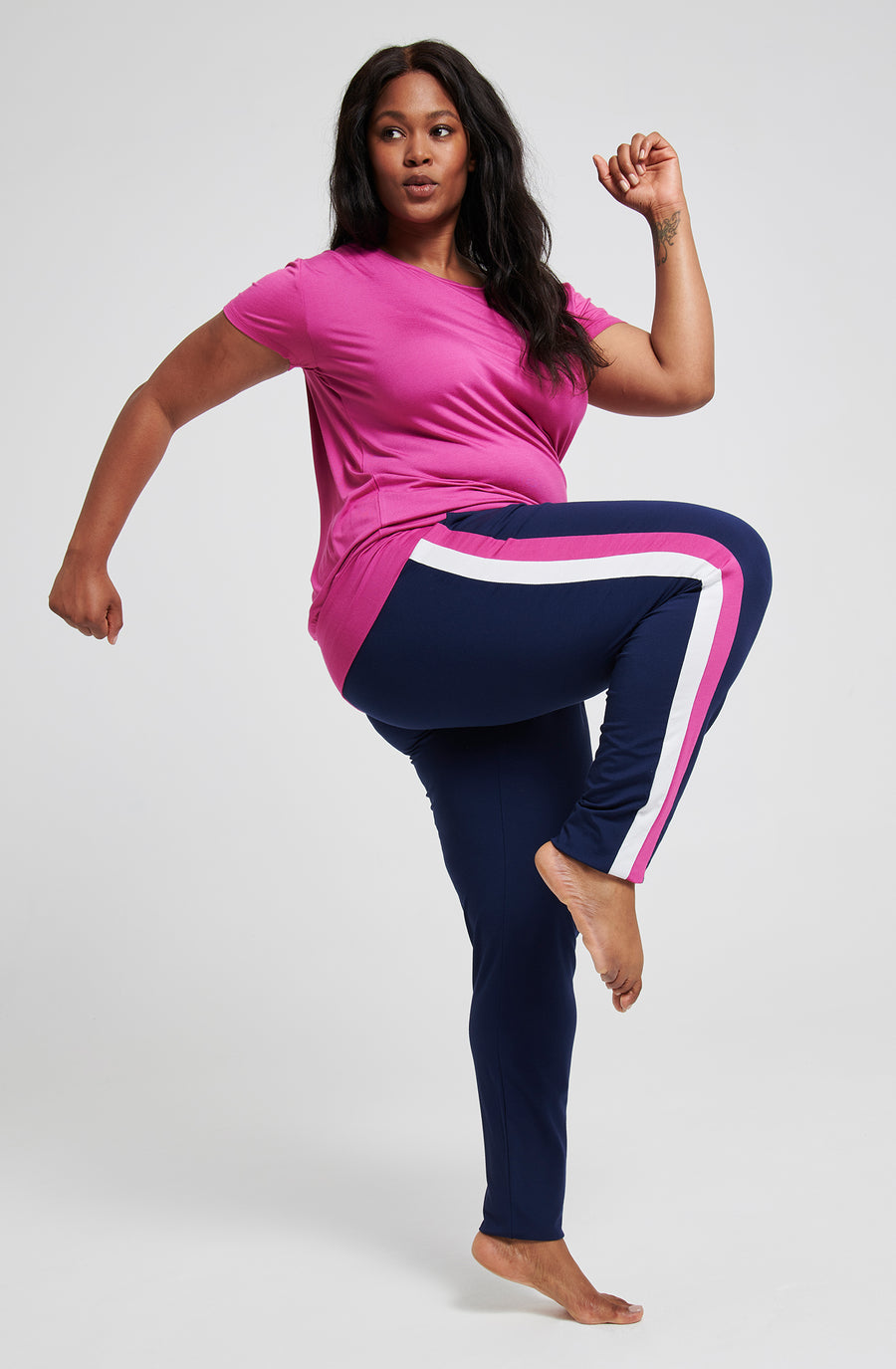 Divine Pants - Navy-Orchid